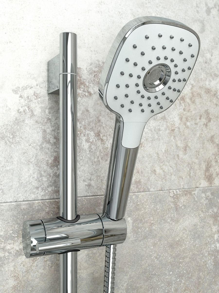 Фото товара на маркетплейсе ozon Лейка для душа IDDIS с кнопкой, 3 режима, белая/хром, квадратная, коллекция Sena, SEN3F00i18