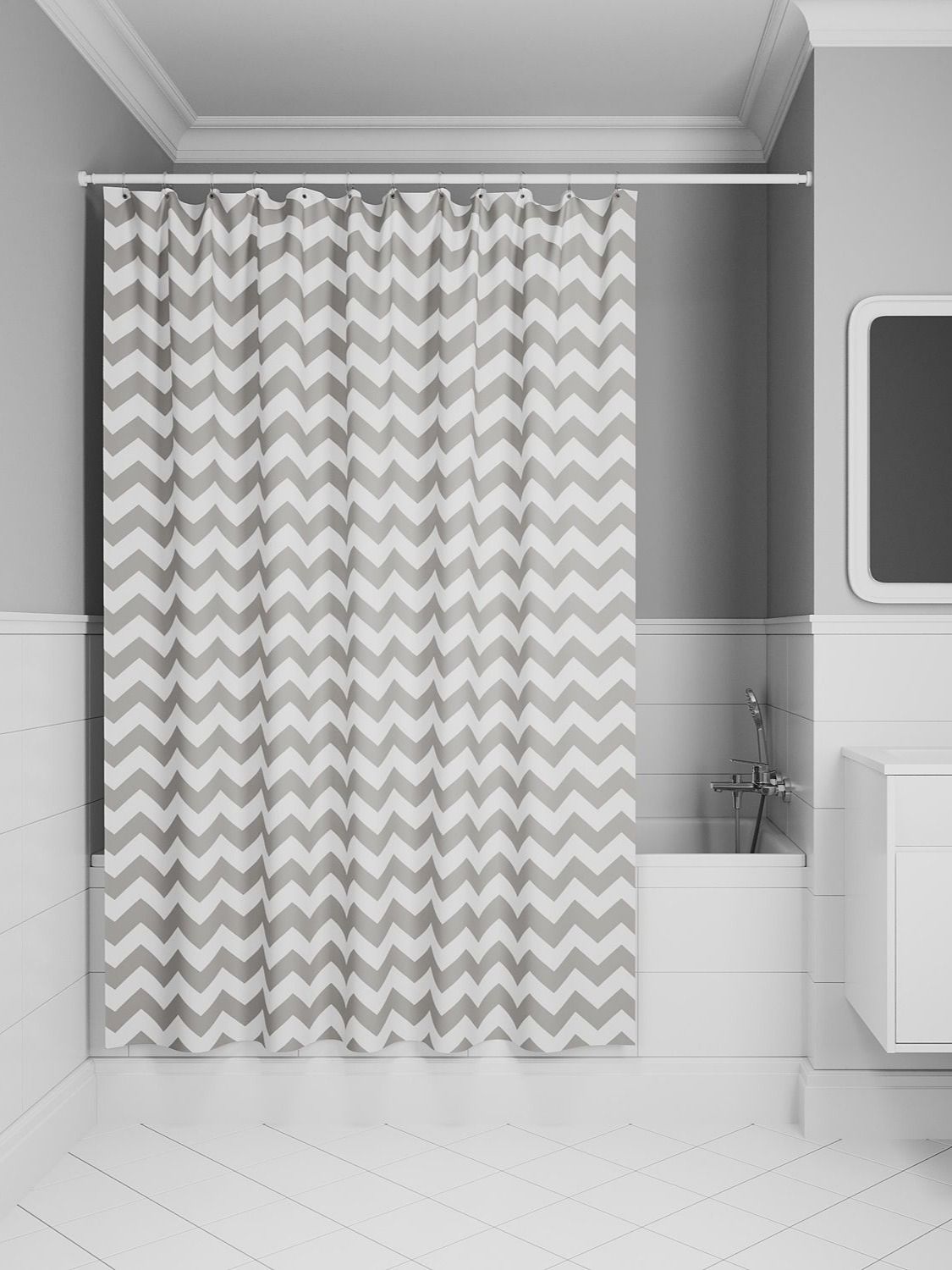 Фото товара на маркетплейсе ozon Штора для ванной комнаты и душа IDDIS, 180x200 см, тканевая, водонепроницаемая, полиэстер, с кольцами, BR02P18i11