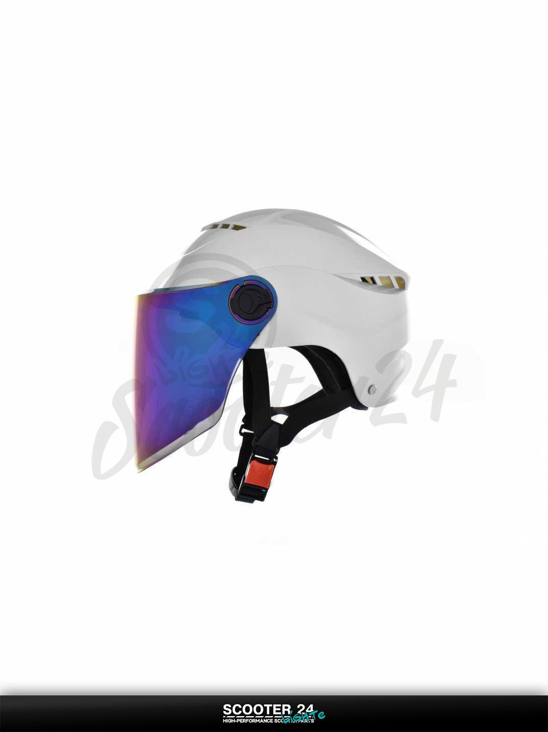 Мотошлем открытый ( вело/самокат) "DAVID" (#S327, серебристый, регулятор размера, хамелеон, A на мотоцикл / мопед и скутер