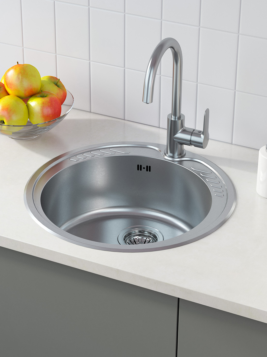 Фото товара на маркетплейсе ozon Мойка для кухни IDDIS, врезная, 49х49х18 см, нержавеющая сталь, без крыла, матовая, Suno, SUN49S0i77