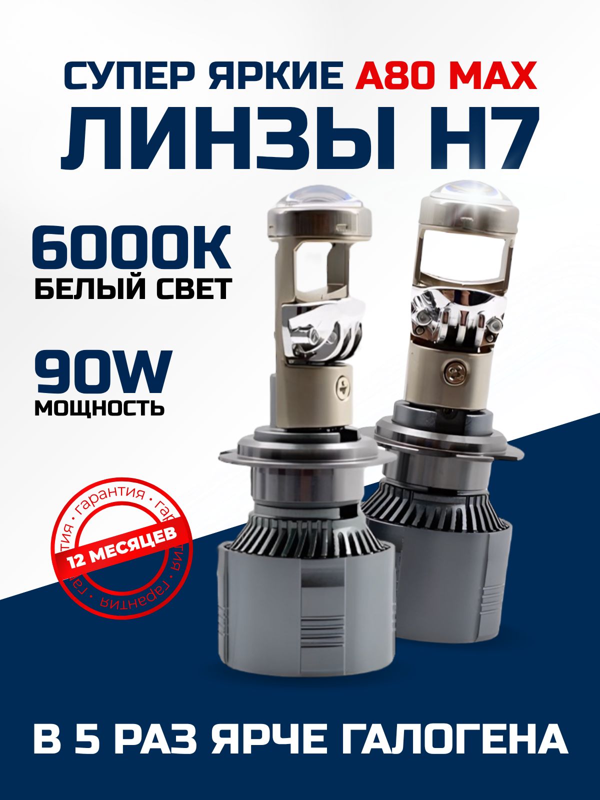 МинилинзыA80H7MAX-СветодиодныелампыH7,LEDлампыН7слинзой