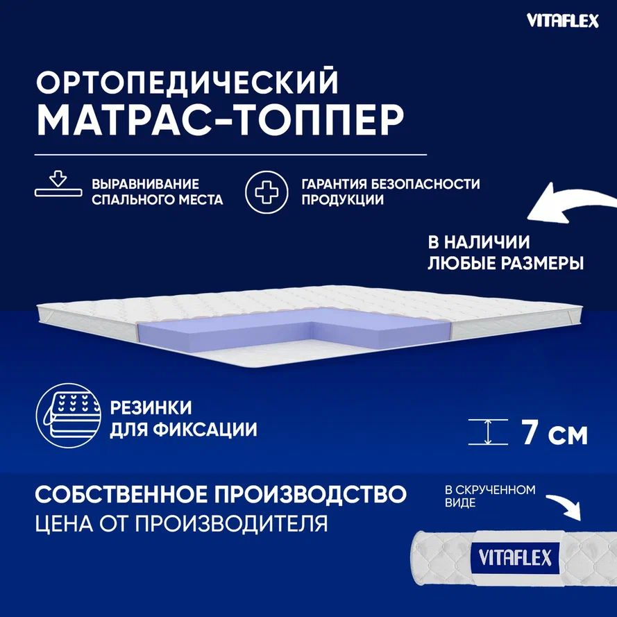 VITAFLEX Топпер-наматрасник Матрас-топпер 75x185 см ортопедический Vitaflex Soft Tricot 6x4Sk беспружинный, #1