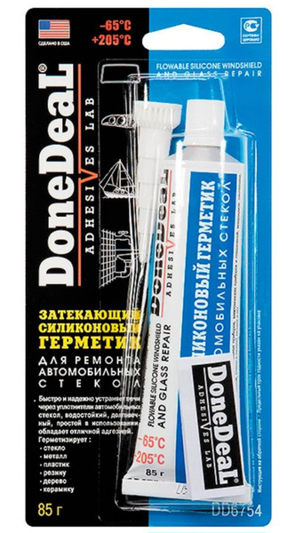 Затекающий герметик силиконовый для ремонта стёкол DoneDeal DD6754, 85 ...