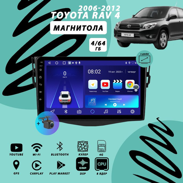 Магнитола Toyota Rav4 XA30 (2006-2012) 4Гб+64Гб 4G/Android/Carplay/8 ...