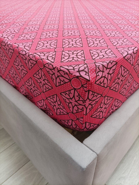 Простыня Kerimov GROUP Простынь на резинке Бязь, 90x200, темно-розовый ...