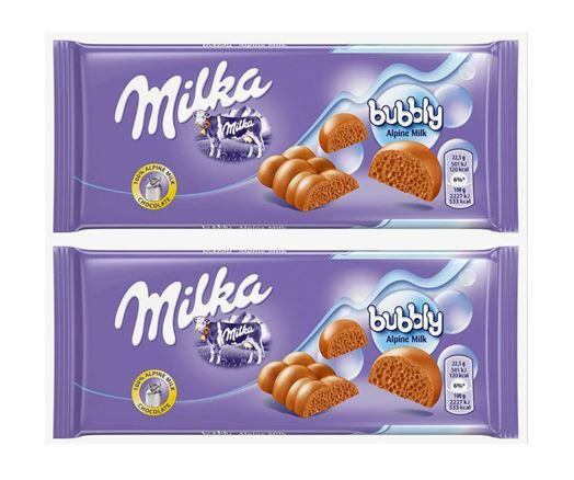 Шоколад молочный Милка Воздушный (Milka Bubbly Milk), 2 шт * 90 гр ...