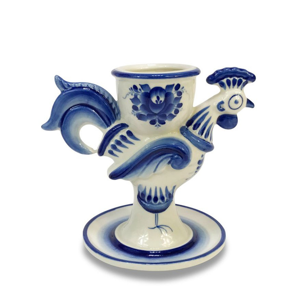 Подставка под яйцо фарфоровая петух Гжель - купить с доставкой по ...