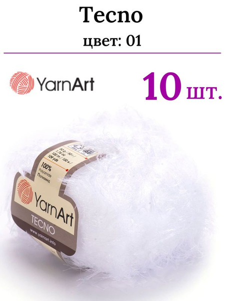 Пряжа для вязания Техно Ярнарт 01 белый, 100% полиамид, 50 гр, 100 м ...