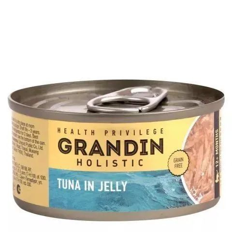 Grandin Влажный корм (консервы) для взрослых кошек, филе тунца в желе ...