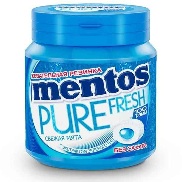 Ментос жевательная резинка Mentos Pure Fresh вкус Свежая мята,100 гр ...