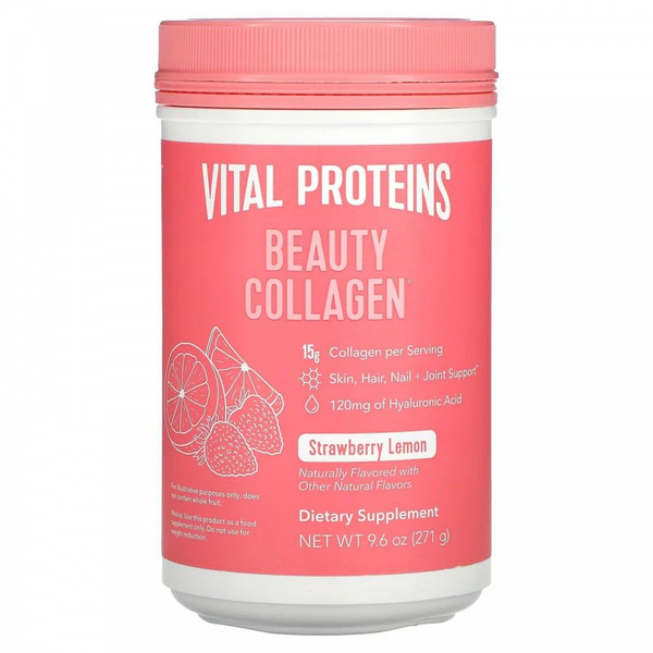 Vital Proteins, Beauty Collagen, клубника и лимон, 271 г (9,6 унции ...