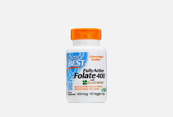 Фолиевая кислота с витамином С Doctors Best, fully active folate 400 мг ...