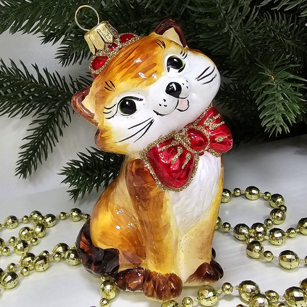 Irena-Co елочная игрушка, стекло Киса Мэри (10х6,5х5,5см) купить c ...