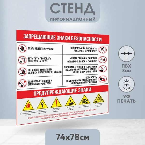 Информационный стенд ПолиЦентр Запрещающие Знаки Безопасности 740х780 ...