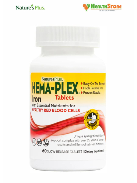 NaturesPlus HEMA-PLEX Iron Tablets 60 таблеток железо хема плекс hema ...