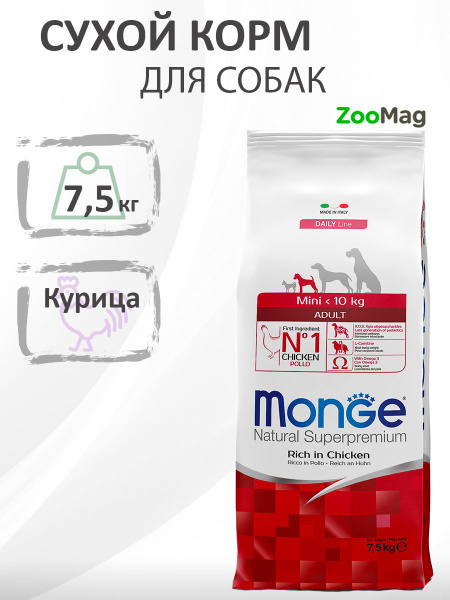 Monge Dog Adult Mini / Сухой корм Монж для взрослых собак Мелких пород ...