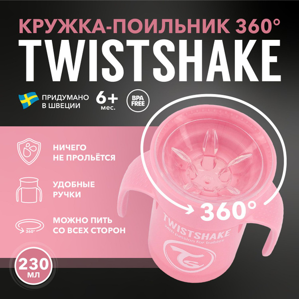 Детский поильник непроливайка Twistshake 360 cup 230 мл. Пастельный ...