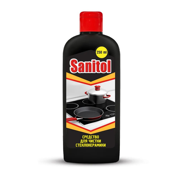 Средство для кухни SANITOL для чистки стеклокерамики и плит 250мл ...
