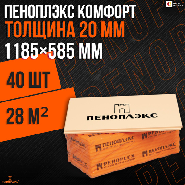 Утеплитель Пеноплекс 20 мм КОМФОРТ 40 плит 28м2 из пенополистирола для ...
