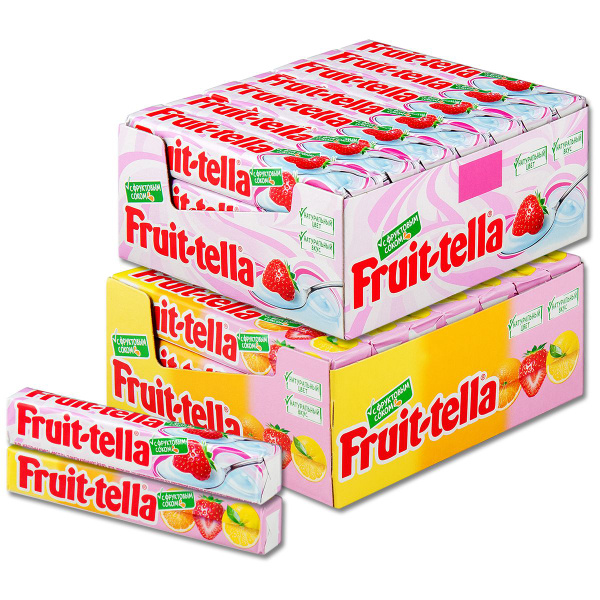 Жевательная конфета Fruittella Фрутелла "Ассорти" и "Клубничный йогурт ...