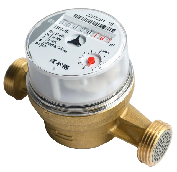 Счетчик для холодной и горячей воды МЕТЕР СВУ-15 L110, без штуцеров ...