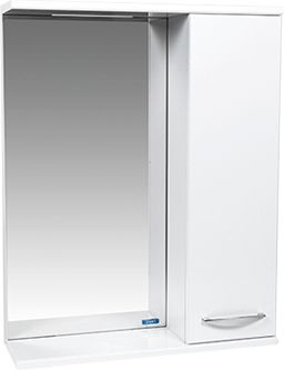 Зеркало VIANT Прага с полкой, 55 см, с боковыми полками, белое, со ...