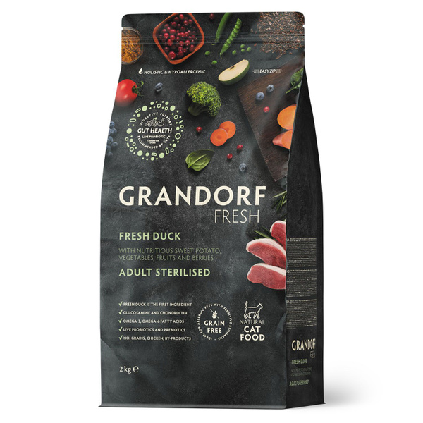 GRANDORF Fresh Cat STERILISED Duck&Sweet Potato (Свежее мясо утки с ...