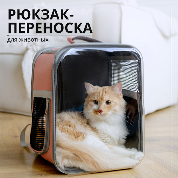 Розовый рюкзак для переноски кошек с панорамным окном - купить с ...