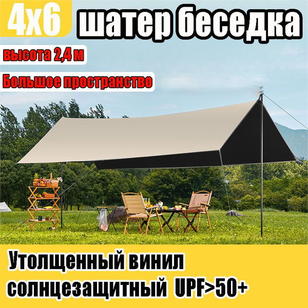 Тент пляжный солнцезащитный для дачи, бассейна и качелей 6*4м ...
