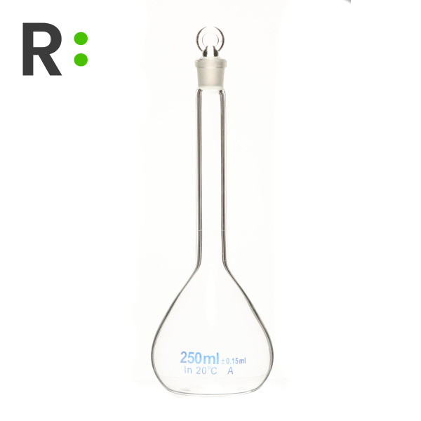 Колба мерная, лабораторная, 250 мл, светлое боросиликатное стекло ...