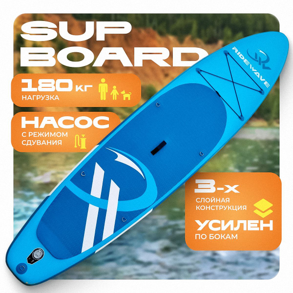 Сапборд надувной на 180 кг двухслойный из ПВХ 335х81х15см Supboard, SUP ...