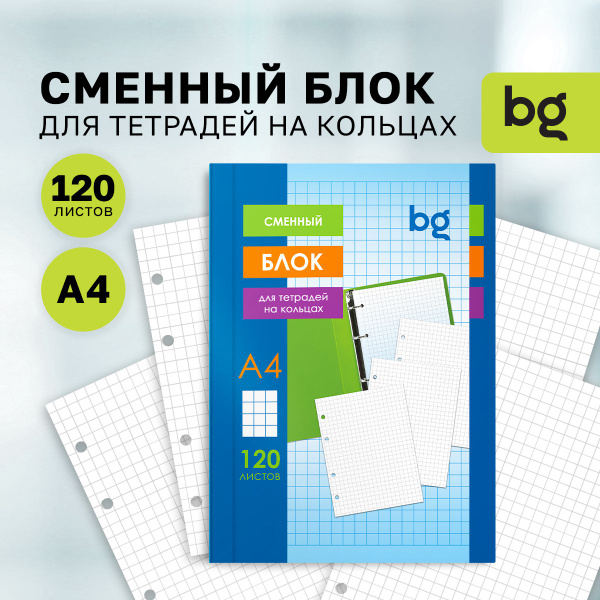 Сменный блок А4 для тетради на кольцах, 120 листов купить на OZON по ...