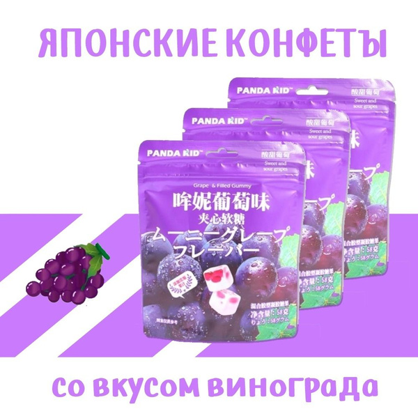 Характеристики Японские конфеты со вкусом винограда, жевательные ...