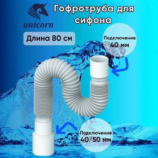 Гофротруба для сифона, гофра , гибкое соединение сифона с канализацией ...