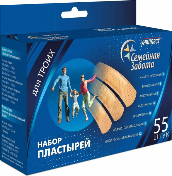 Унипласт Пластырь бактерицидный Семейная забота универсальный набор, в ...