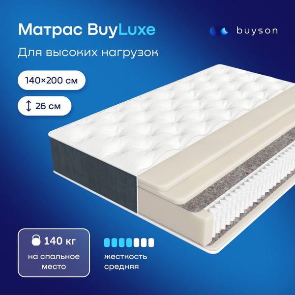 Матрас buyson Матрас_BuyLuxe, Независимые пружины, 140 - купить по ...