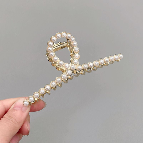 заколка для волос женская, металлическая, золотая с жемчужными купить ...