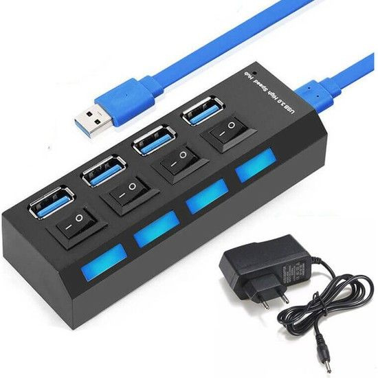 Активный USB 3.0 разветвитель на 4 порта с выключателями и внешним ...