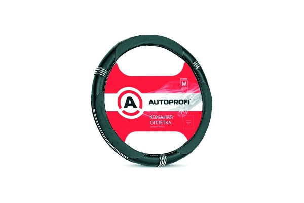 Оплетка "AUTOPROFI" имитация нат.кожи черная AP-150 BK/RD M 1/20