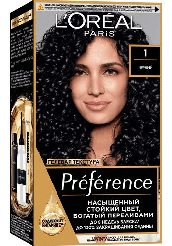 L'Oreal Paris Краска для волос Preference, 1 Черный, Лореаль Преферанс ...