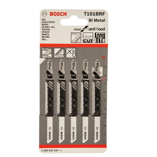 Пилки для лобзика BOSCH T 101 BRF, BIM (5 шт.), 2.608.634.235 - купить ...