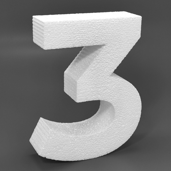 Объемная цифра три (3) из пенопласта 70 см, украшение для фотозоны ...