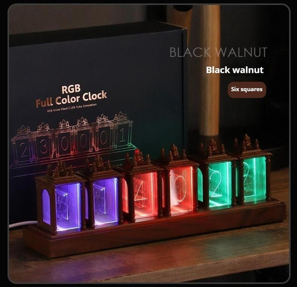 Электронные часы RGB, псевдо-никси-трубка, ретро настольные креативные ...