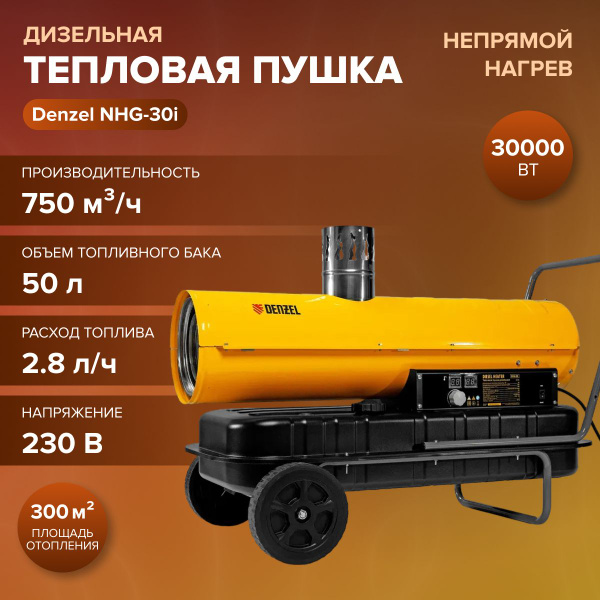 Дизельная тепловая пушка Denzel NHG-30i (30 кВт, 750 м3/ч, непрямой ...