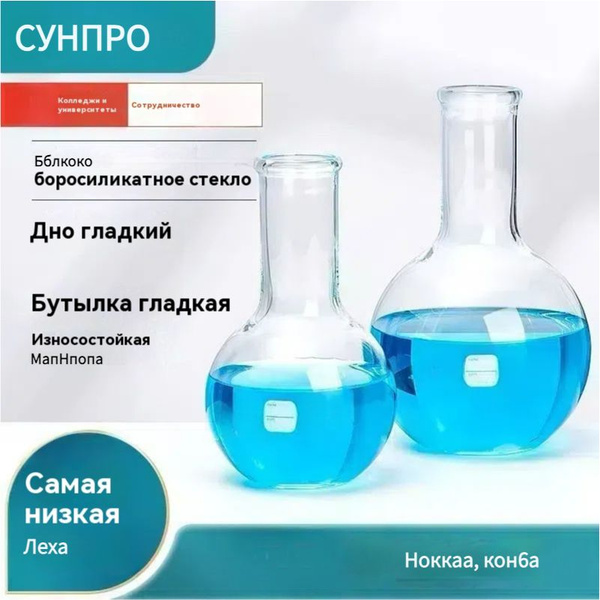 Круглодонные колбы объемом 250 мл (круглодонные, термостойкие, для ...