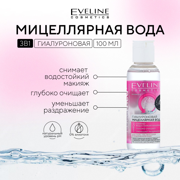 EVELINE Гиалуроновая мицеллярная вода 3в1, FACEMED+, 100мл - купить с ...