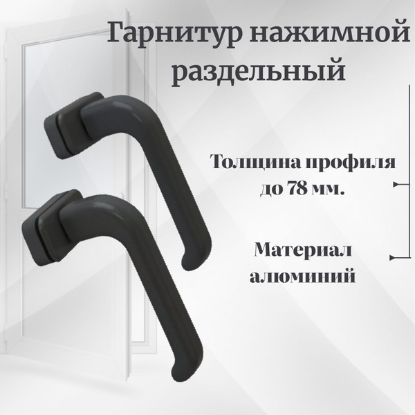 Гарнитур нажимной раздельный Elementis, ручка для пвх и алюминиевой ...