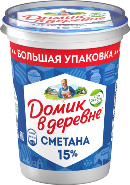 Сметана ДОМИК В ДЕРЕВНЕ 15%, без змж, 450г купить на OZON по низкой ...