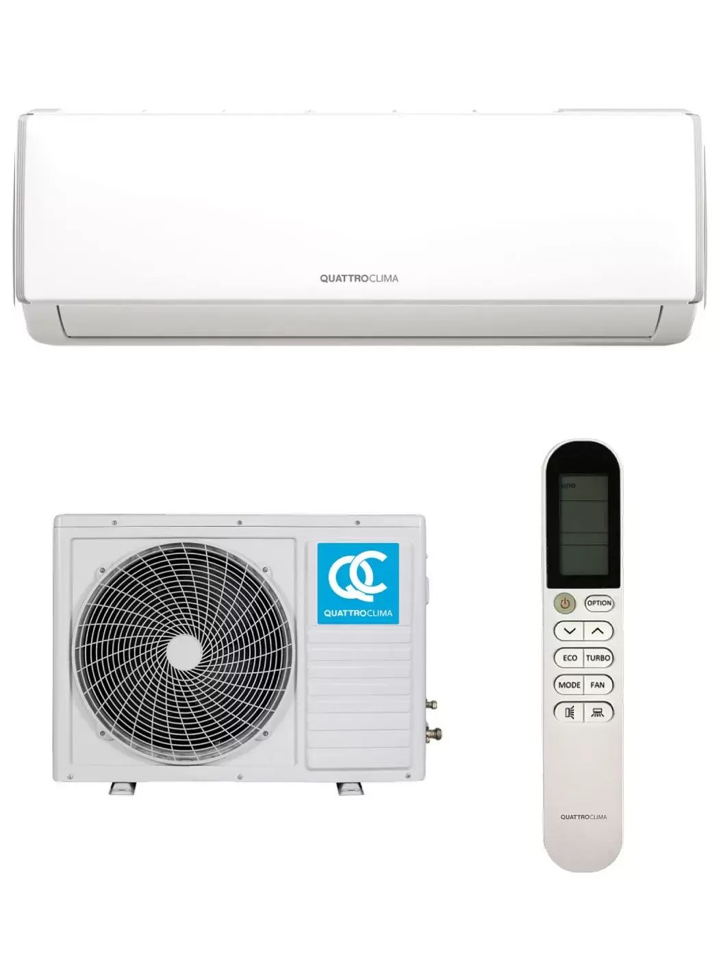 Сплит-система Quattroclima серии Bergamo QV-BE09WD/QN-BE09WD до 26 м2, класс А, роторный компрессор, самодиагностика, 5 скоростей от 28 дБ, гарантия