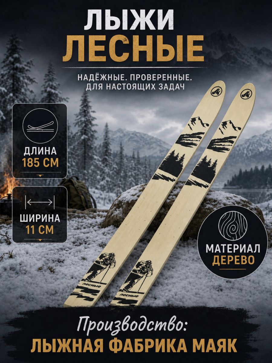 Лыжи "Лесные" дерево 185х11 см (Маяк)